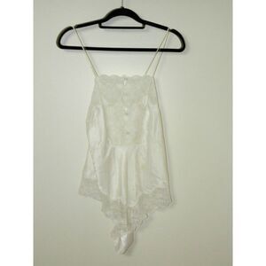 Barbizon Teddy  Bodysuit‎ White Satin Lace Satin Sexy Size Medium